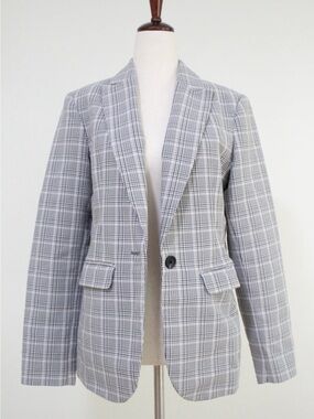 a new day Gray Plaid Single-Button Blazer